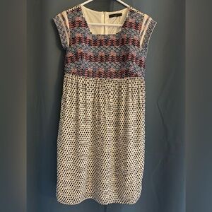 THML Embroidered Geometric Line Dress | Size Small | Baby Doll Style